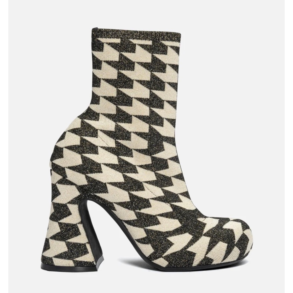 Marni - Jacquard Lurex Ankle Boots in Black/Cream - 38.5 - NWT - Picture 3 of 7